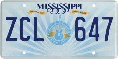 MS license plate ZCL647
