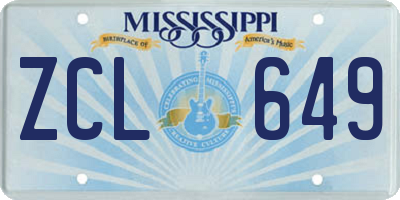 MS license plate ZCL649
