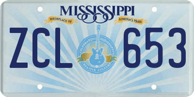 MS license plate ZCL653