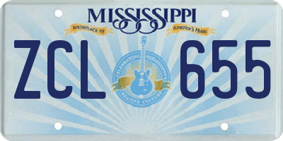 MS license plate ZCL655