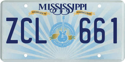 MS license plate ZCL661