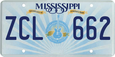 MS license plate ZCL662