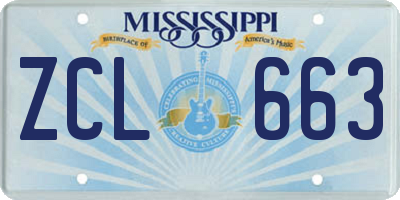 MS license plate ZCL663