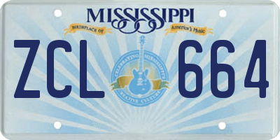 MS license plate ZCL664