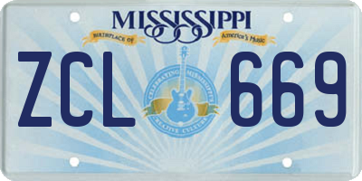 MS license plate ZCL669