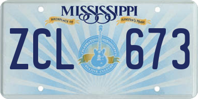 MS license plate ZCL673