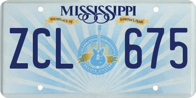 MS license plate ZCL675