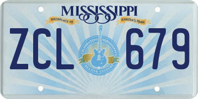 MS license plate ZCL679