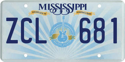 MS license plate ZCL681