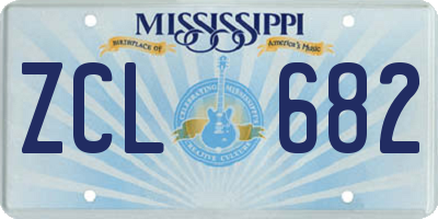 MS license plate ZCL682
