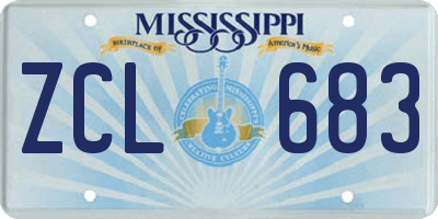 MS license plate ZCL683