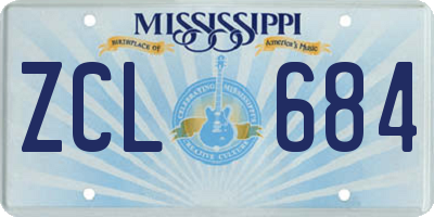 MS license plate ZCL684