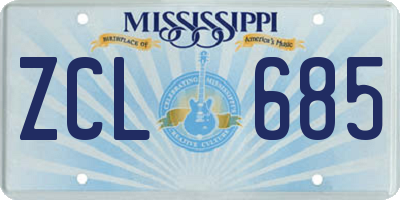 MS license plate ZCL685