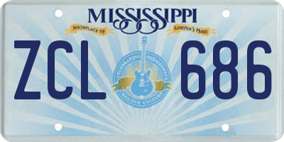 MS license plate ZCL686