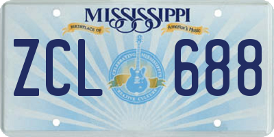 MS license plate ZCL688