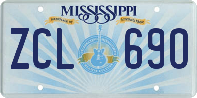 MS license plate ZCL690