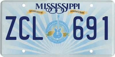 MS license plate ZCL691