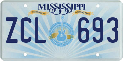 MS license plate ZCL693