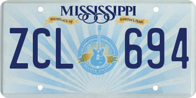 MS license plate ZCL694
