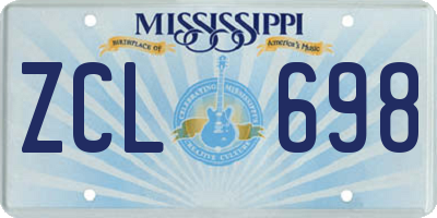 MS license plate ZCL698