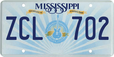 MS license plate ZCL702