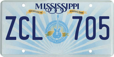 MS license plate ZCL705