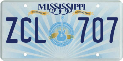 MS license plate ZCL707