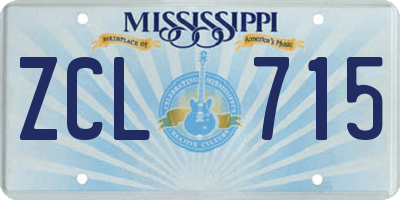 MS license plate ZCL715