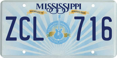 MS license plate ZCL716