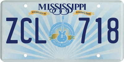 MS license plate ZCL718