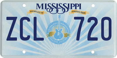 MS license plate ZCL720