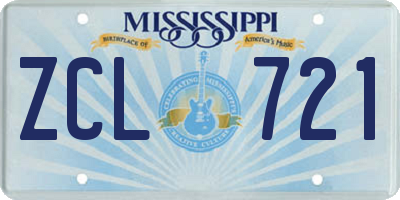 MS license plate ZCL721