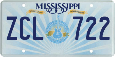 MS license plate ZCL722