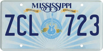 MS license plate ZCL723