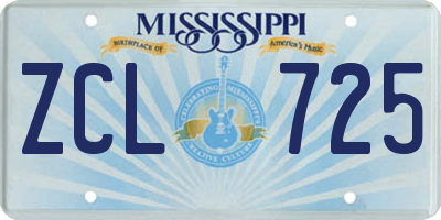 MS license plate ZCL725