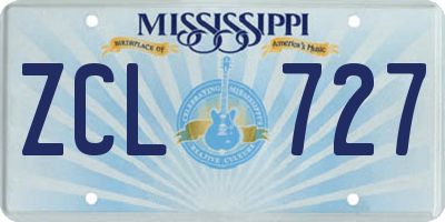 MS license plate ZCL727