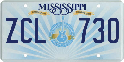 MS license plate ZCL730