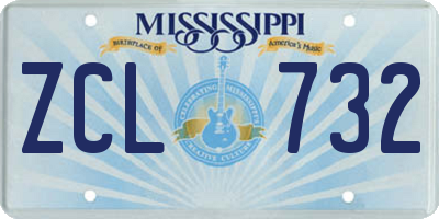 MS license plate ZCL732