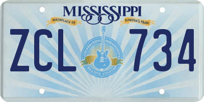 MS license plate ZCL734