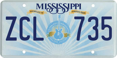 MS license plate ZCL735