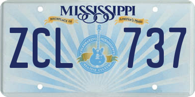 MS license plate ZCL737