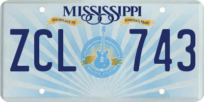 MS license plate ZCL743