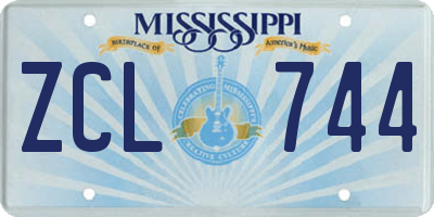 MS license plate ZCL744
