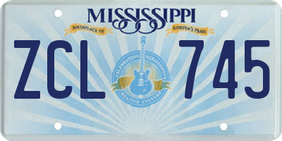 MS license plate ZCL745
