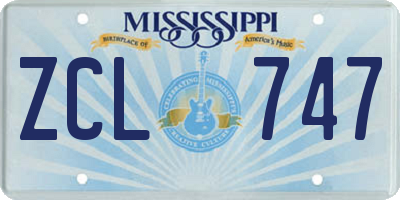 MS license plate ZCL747