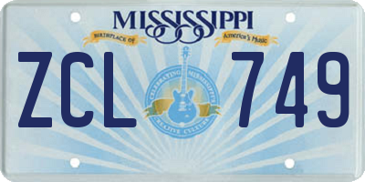 MS license plate ZCL749