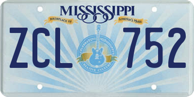 MS license plate ZCL752