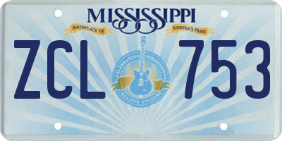 MS license plate ZCL753