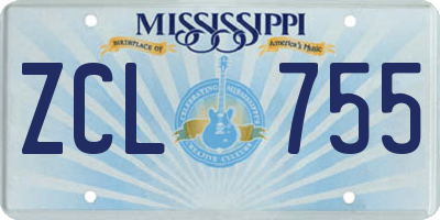 MS license plate ZCL755