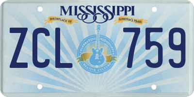 MS license plate ZCL759